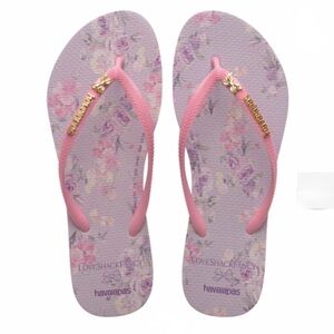 Women's LoveShackFancy Happy Thoughts Slim Flip Flops NWT Sz 6 Sold Out